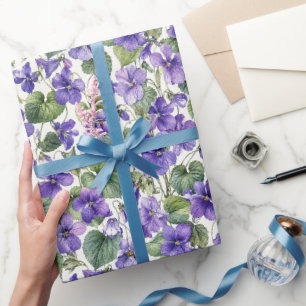 Papier Cadeau Botaniques violettes délicates peintes à la main
