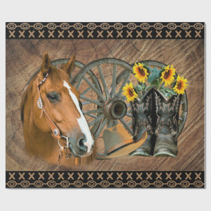 Papier Cadeau Botte de cowboy du cheval occidental Casquette rou