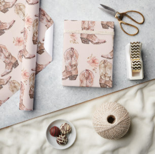 Papier Cadeau Botte rose Brown Botte sud-ouest Floral