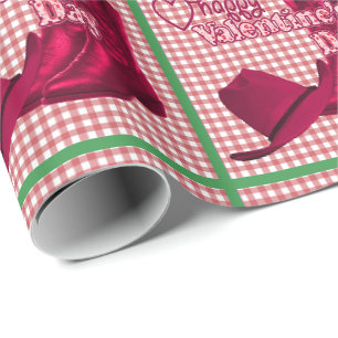 Papier Cadeau Bottes de cowgirl de l'Ouest et Valentines Casquet