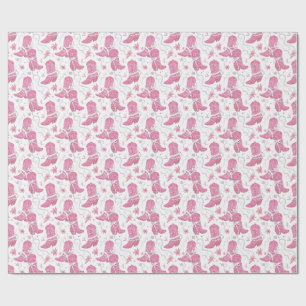 Papier Cadeau Bottes de cowgirl occidentales roses florales et p