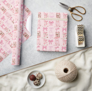 Papier Cadeau Bottes et vaches Coquette fille rose esthétique