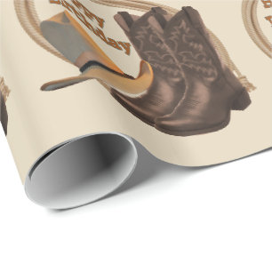 Papier Cadeau Bottes occidentales de casquette de cowboy et