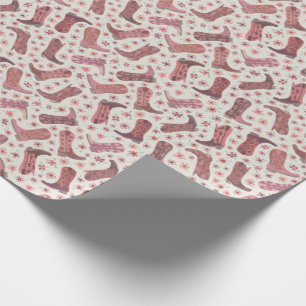Papier Cadeau Bottes pour fille en papier en rose et en fleurs B