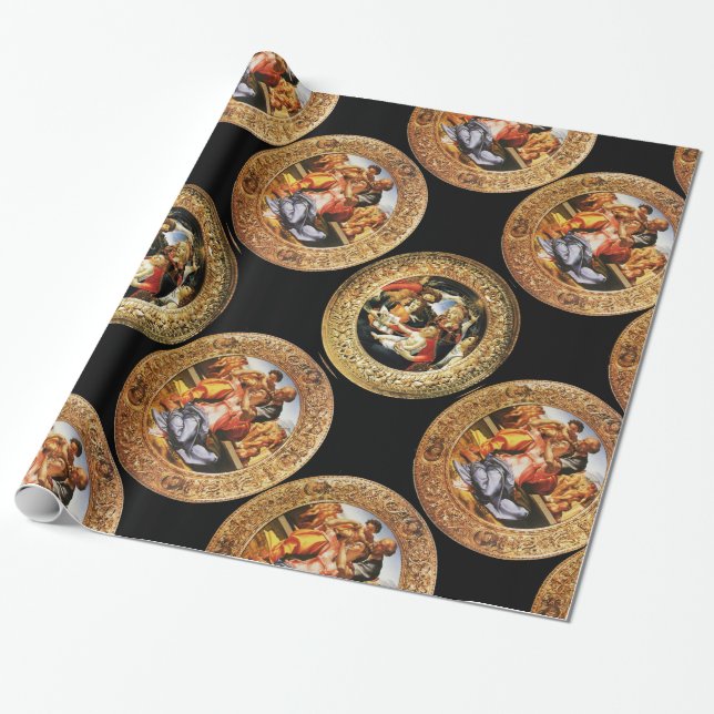 PAPIER CADEAU BOTTICELLI MADONNA DE POMEGRANATE ET MAGNIFIQUE (Déroulé)