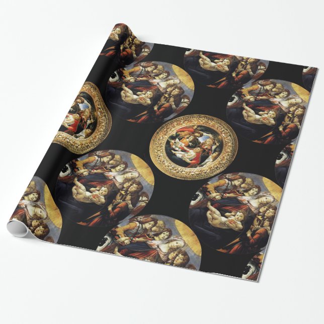 PAPIER CADEAU BOTTICELLI MADONNA DE POMEGRANATE ET MAGNIFIQUE (Déroulé)