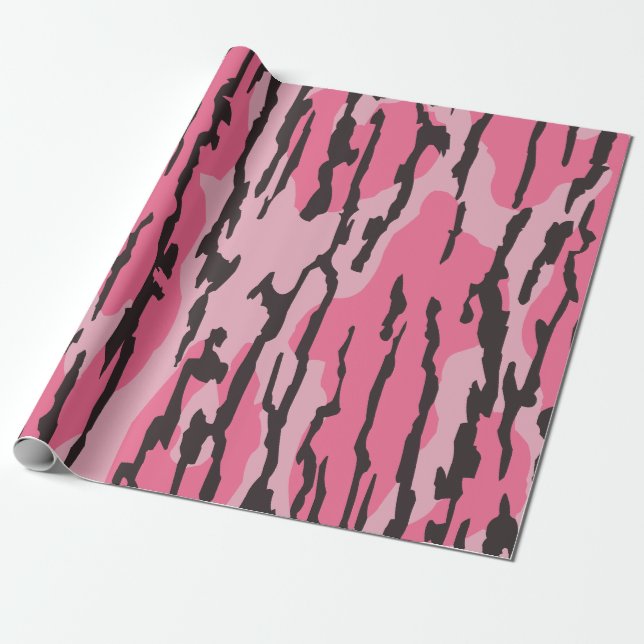 Papier Cadeau Bottomland camo fond rose Camo filles Camo (Déroulé)