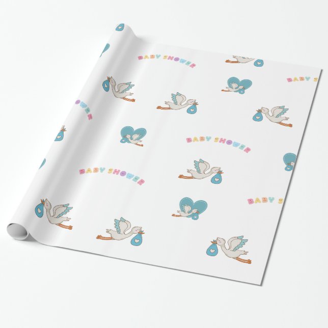 Papier Cadeau Bouche avec baby shower mignon bébé  (Déroulé)