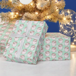 Papier Cadeau Bouchons de cacao rose chaud - Papier d'enveloppem