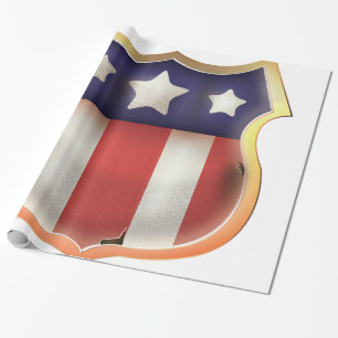 Papier Cadeau Bouclier de super-héros vintage des États-Unis.