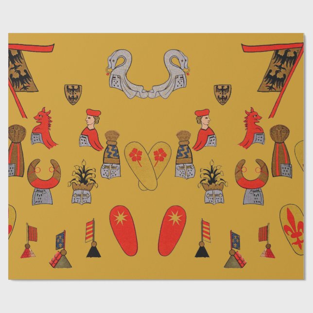 Papier Cadeau Boucliers, drapeaux et enveloppe de cadeau (Plat)