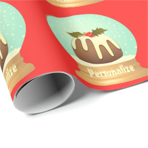 Papier Cadeau Boudin boudin neige globe tourteau d'hiver rouge v
