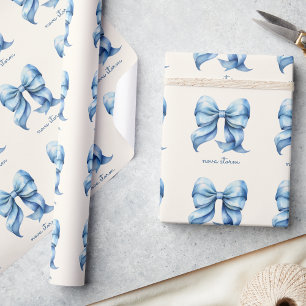 Papier Cadeau Boue Bleue tendance personnalisée avec le nom Mono