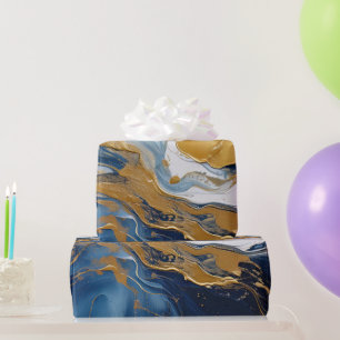 Papier Cadeau Bouffée en or et bleu