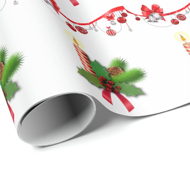 Papier Cadeau Bougie en papier d'enveloppement de Noël (Coin rond)