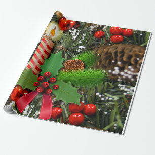 Papier Cadeau Bougie en papier d'enveloppement de Noël