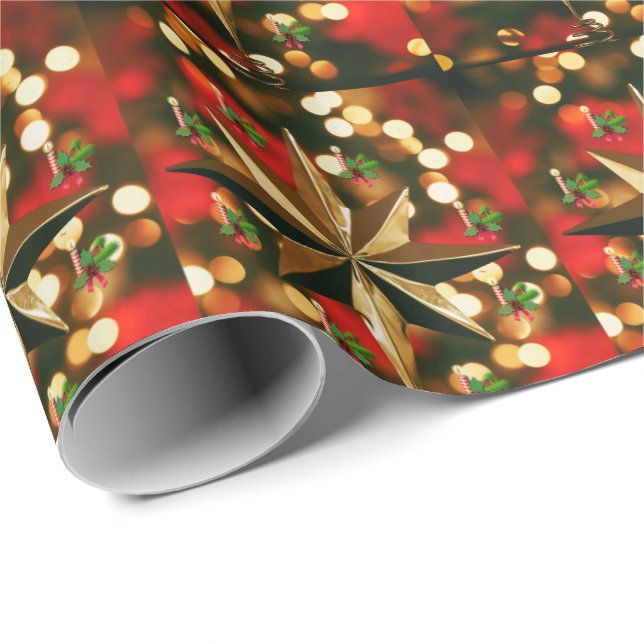 Papier Cadeau Bougie en papier d'enveloppement de Noël (Coin rond)
