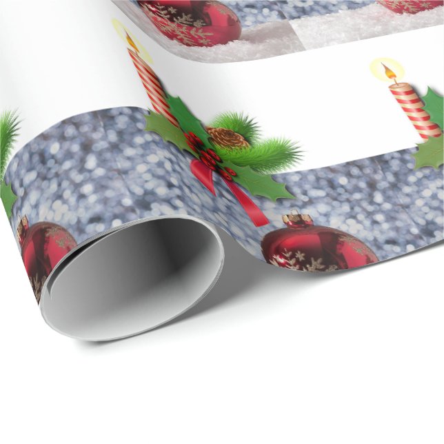Papier Cadeau Bougie en papier d'enveloppement de Noël (Coin rond)