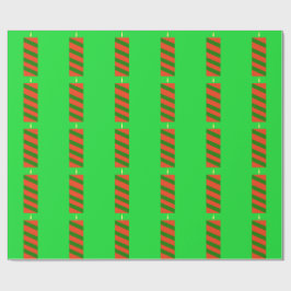 Papier Cadeau Bougie rouge et verte Papier d'enveloppement vert