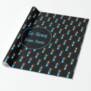 Papier Cadeau Bougies Bleues Lumières Motif