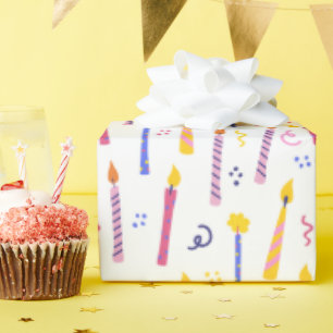 Papier Cadeau Bougies d'anniversaire colorées motif sans couture
