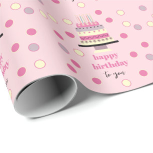 Papier Cadeau Bougies de gâteau d'anniversaire rétro personnalis