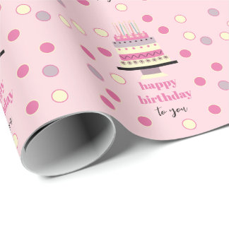 Papier Cadeau Bougies de gâteau d'anniversaire rétro personnalis