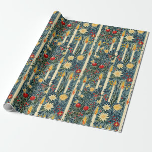 Papier Cadeau Bougies de Noël florales