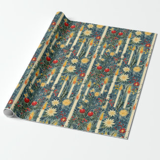Papier Cadeau Bougies de Noël florales