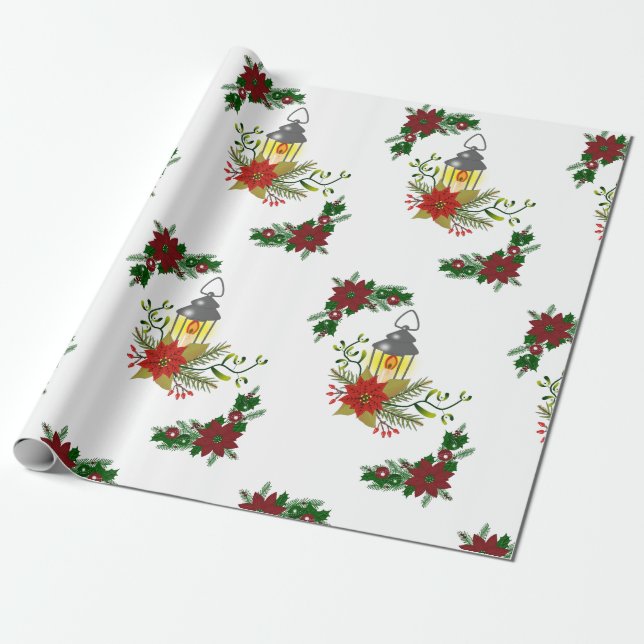 Papier Cadeau Bougies d'or en papier d'enveloppement de Noël (Déroulé)