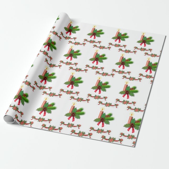 Papier Cadeau Bougies en papier d'enveloppement de Noël (Déroulé)