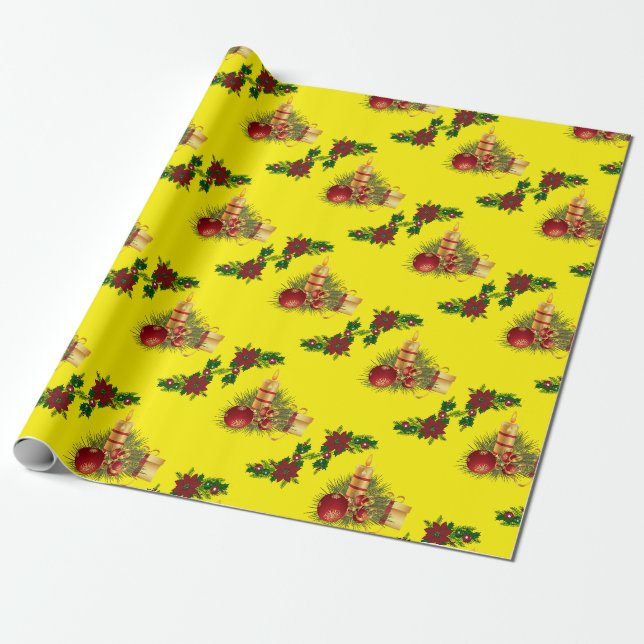 Papier Cadeau Bougies en papier d'enveloppement de Noël (Déroulé)