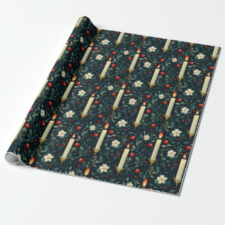 Papier Cadeau Bougies et Noël de la verdure