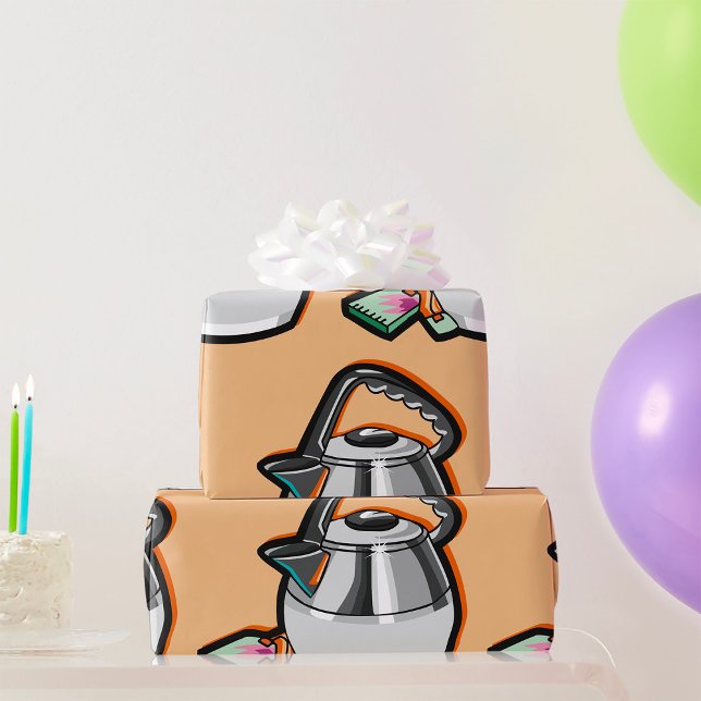 Papier Cadeau Bouilloire avec sachet de thé (Créateur téléchargé)