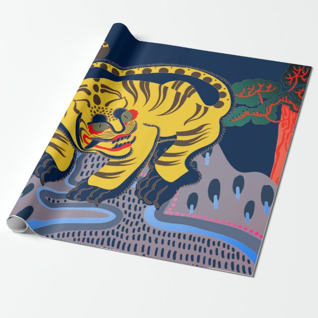PAPIER CADEAU BOUILLOIRE DE CADEAUX CHINOIS TIGER  (Déroulé)