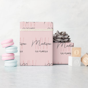 Papier Cadeau Boulangerie au logo monogramme rose