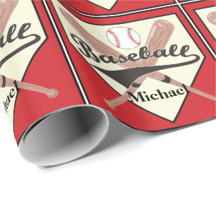 Papier Cadeau Boule De Baseball Et Boule Cadeau Rouge Personnali