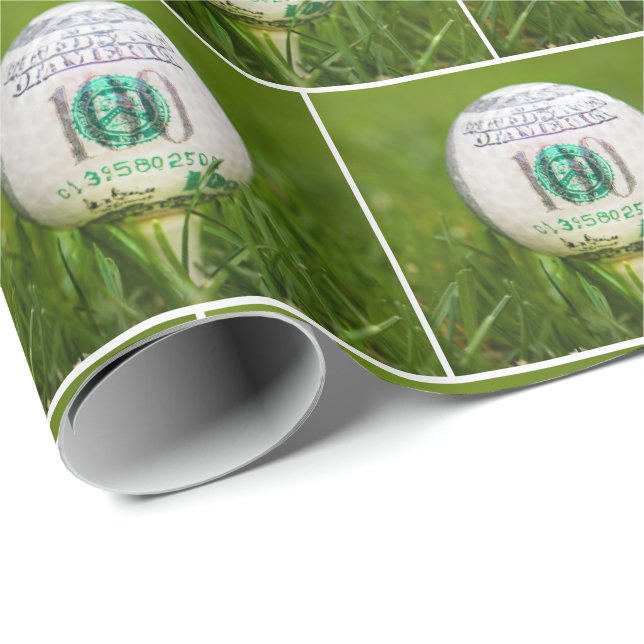 Papier Cadeau Boule de golf Bill de cent dollars (Coin rond)