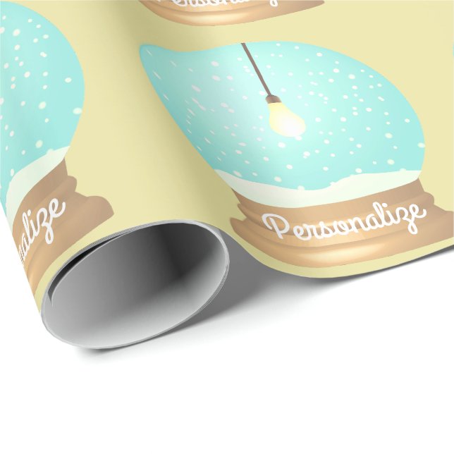 Papier Cadeau Boule de neige pendante amer bleu jaune mignon (Coin rond)