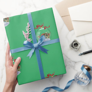 Papier Cadeau Boule de Noël élégante Rétro Voiture Fêtes