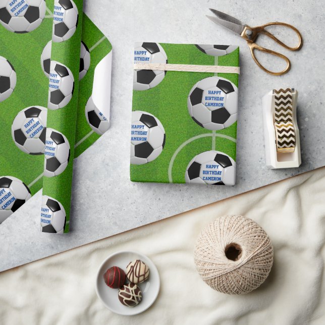 Papier Cadeau Boule de soccer et bouchon Papier à enveloppement  (Artisanat)