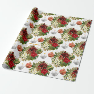 Papier Cadeau Boule Florale Vintage Boutique Noël Personnalisé