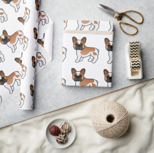 Papier Cadeau Bouledogue Français à Pieds Rouges Motif de Chien