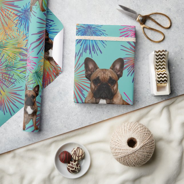 Papier Cadeau Bouledogue français feu d'artifice French Bulldog (Artisanat)