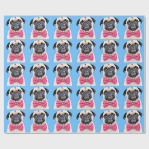 Papier Cadeau Bouledogue portant un nœud rose