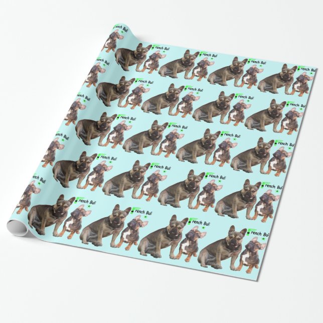Papier cadeau Bouledogues français (Déroulé)