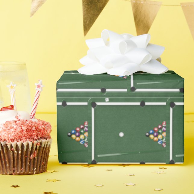 Papier Cadeau Boules de billard sur table de billard (Fête d'anniversaire)