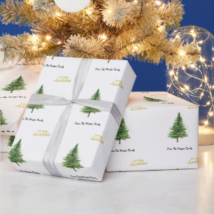 Papier Cadeau Boules de Noël sur le Sapin Joyeux Noël