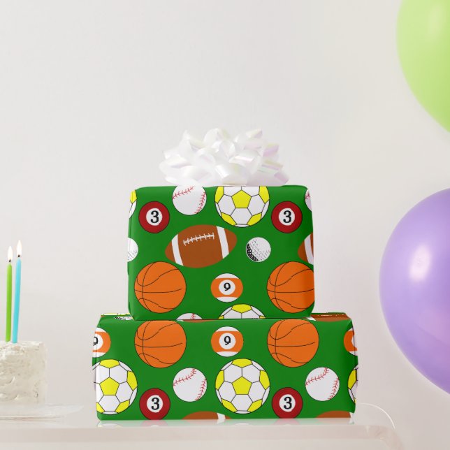 Papier Cadeau Boules de sport (Cadeaux de fête)