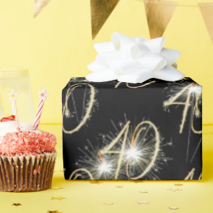 Papier Cadeau Boules d'or pour 40e anniversaire